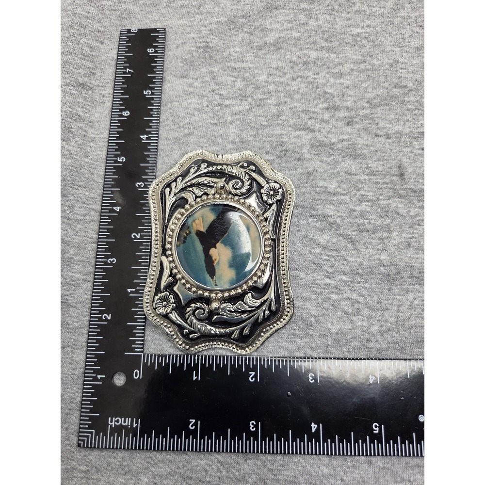 Large Filigree Southwestern Bald Eagle Resin Americana Western Belt Buckle - Picture 5 of 10